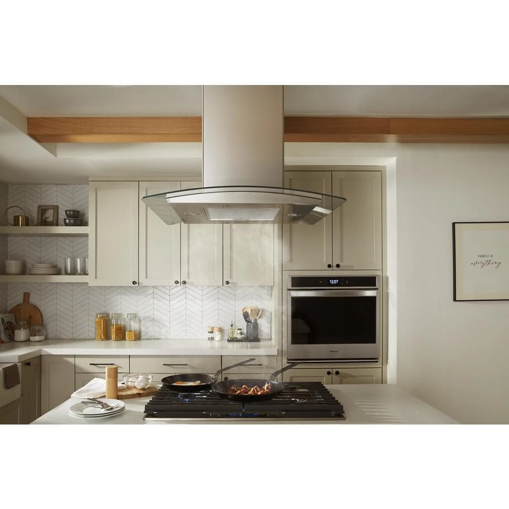 30" Curved Glass Island Mount Range Hood view 2