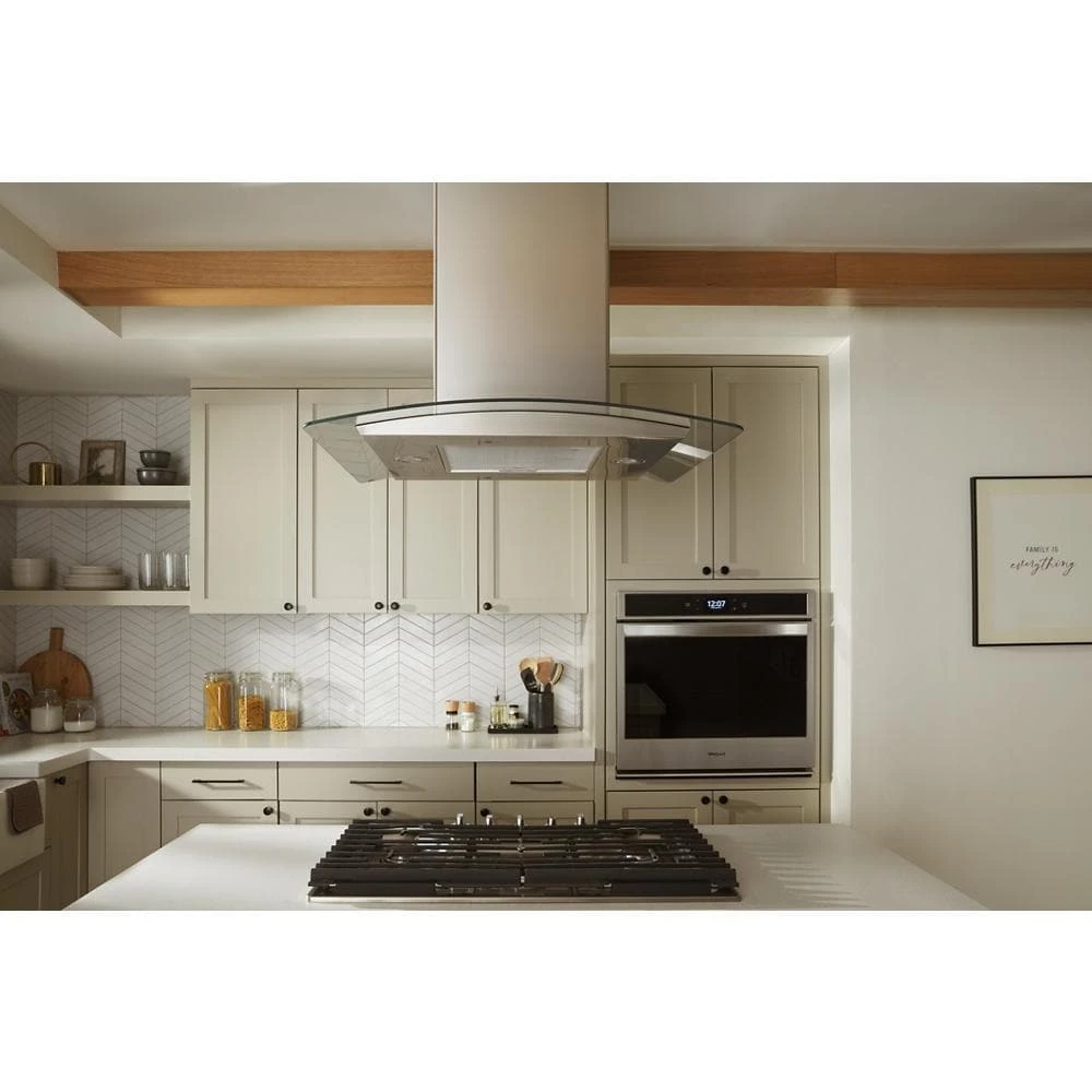 30" Curved Glass Island Mount Range Hood view 8