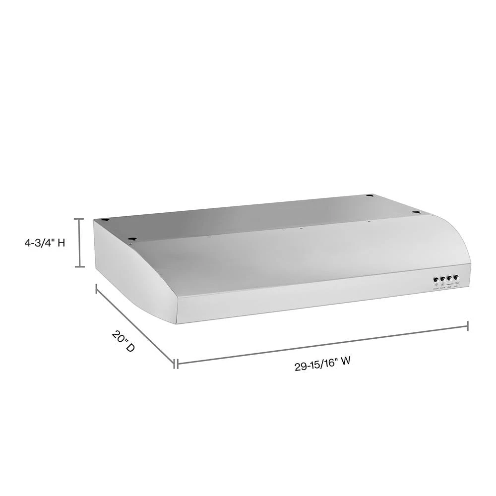 GoldĀ® 30-inch Vented 300-CFM Under-Cabinet Hood WVU7130JS