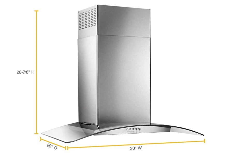 30" Concave Glass Wall Mount Range Hood WVW51UC0FS