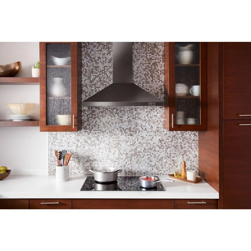 30" Contemporary Black Stainless Wall Mount Range Hood view 2