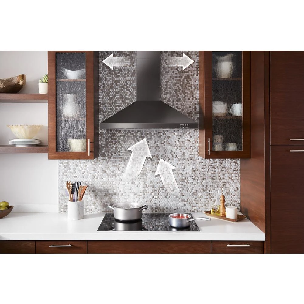30" Contemporary Black Stainless Wall Mount Range Hood view 4