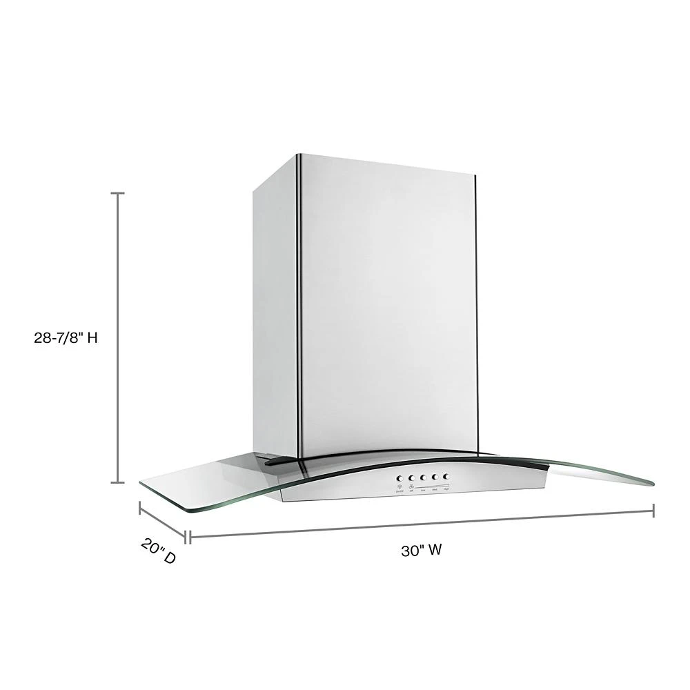 30" Modern Glass Wall Mount Range Hood view 10