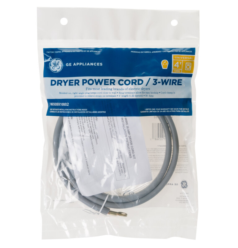 4' 30amp 3 wire dryer cord WX09X10002, product image 4 of 5