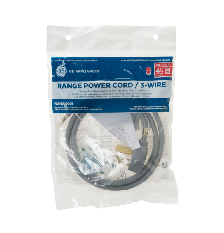 GE 4' 40amp 3 Wire Range Cord Black WX09X10006 Picture 1