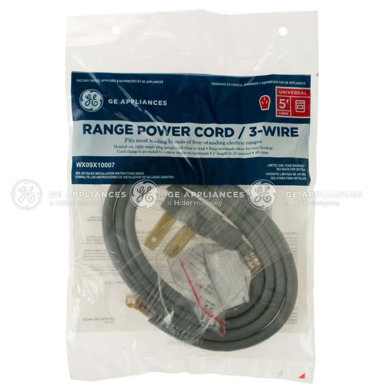 5' 40amp 3 wire range cord WX09X10007, product image 2 of 4