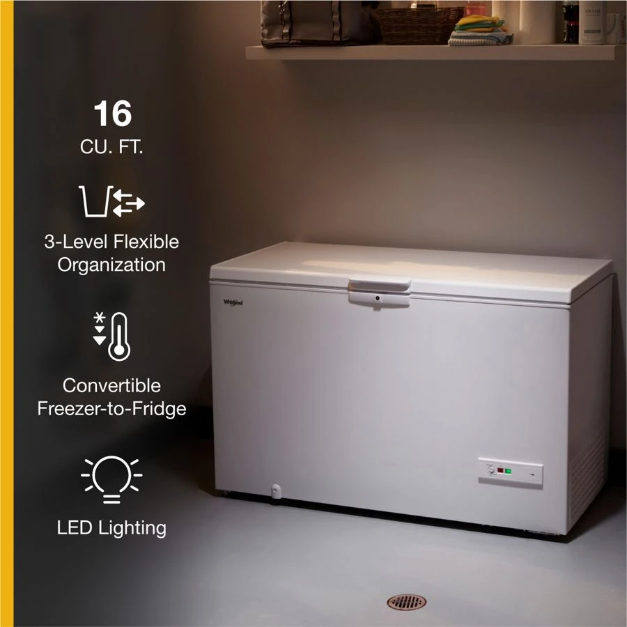 16 Cu. Ft. Convertible Chest Freezer with 3 Storage Levels view 3