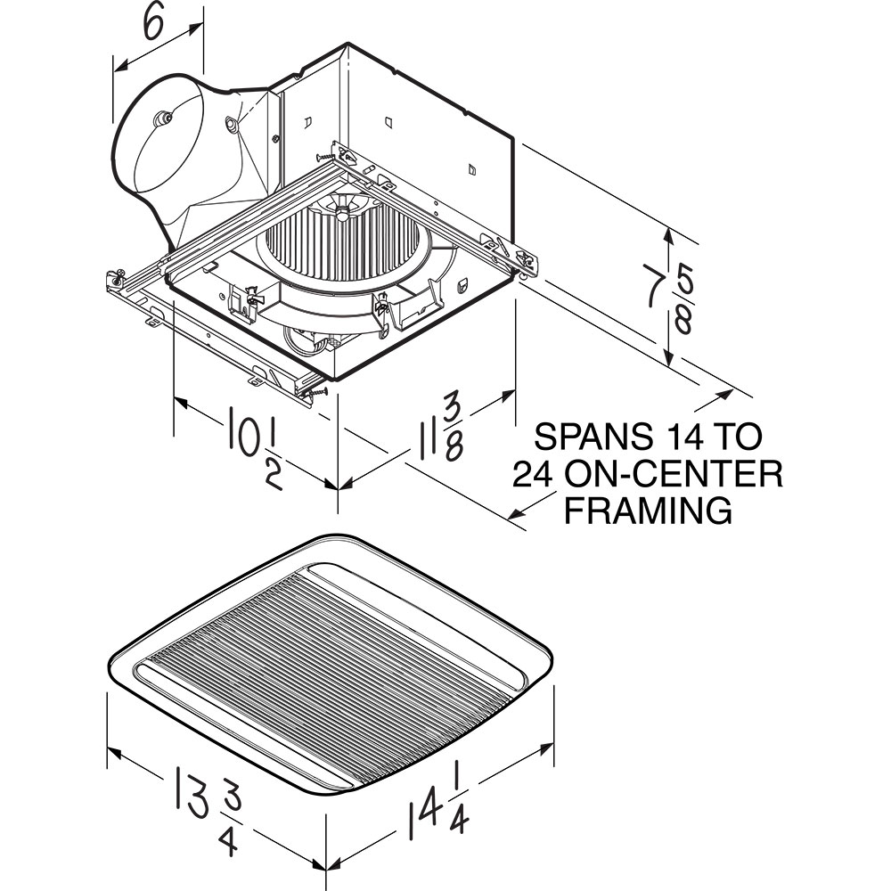 ULTRA GREEN XB Series 110 CFM Ceiling Bathroom Exhaust Fan with LED Light XB110L1