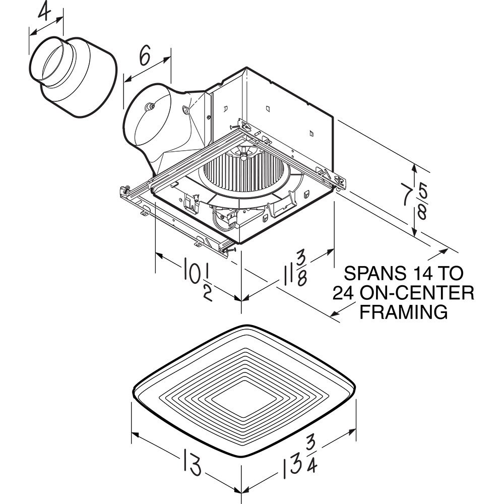 Exhaust Ventilation Fan Finish Pack, 50 CFM XB50F