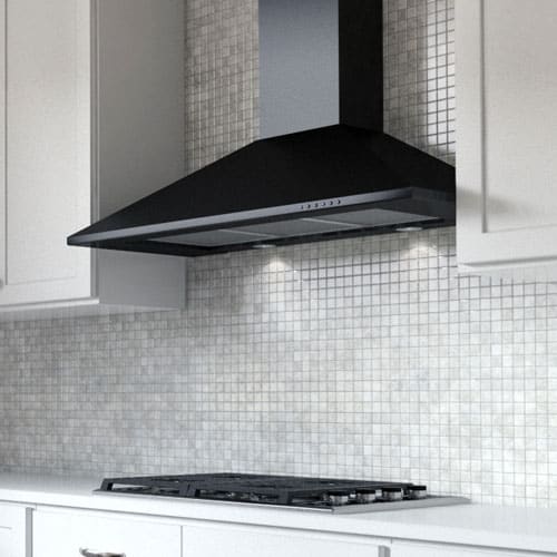 30" CCC 600/395 CFM Italian Made Wall Mount Chimney Range Hood BLACK view 2