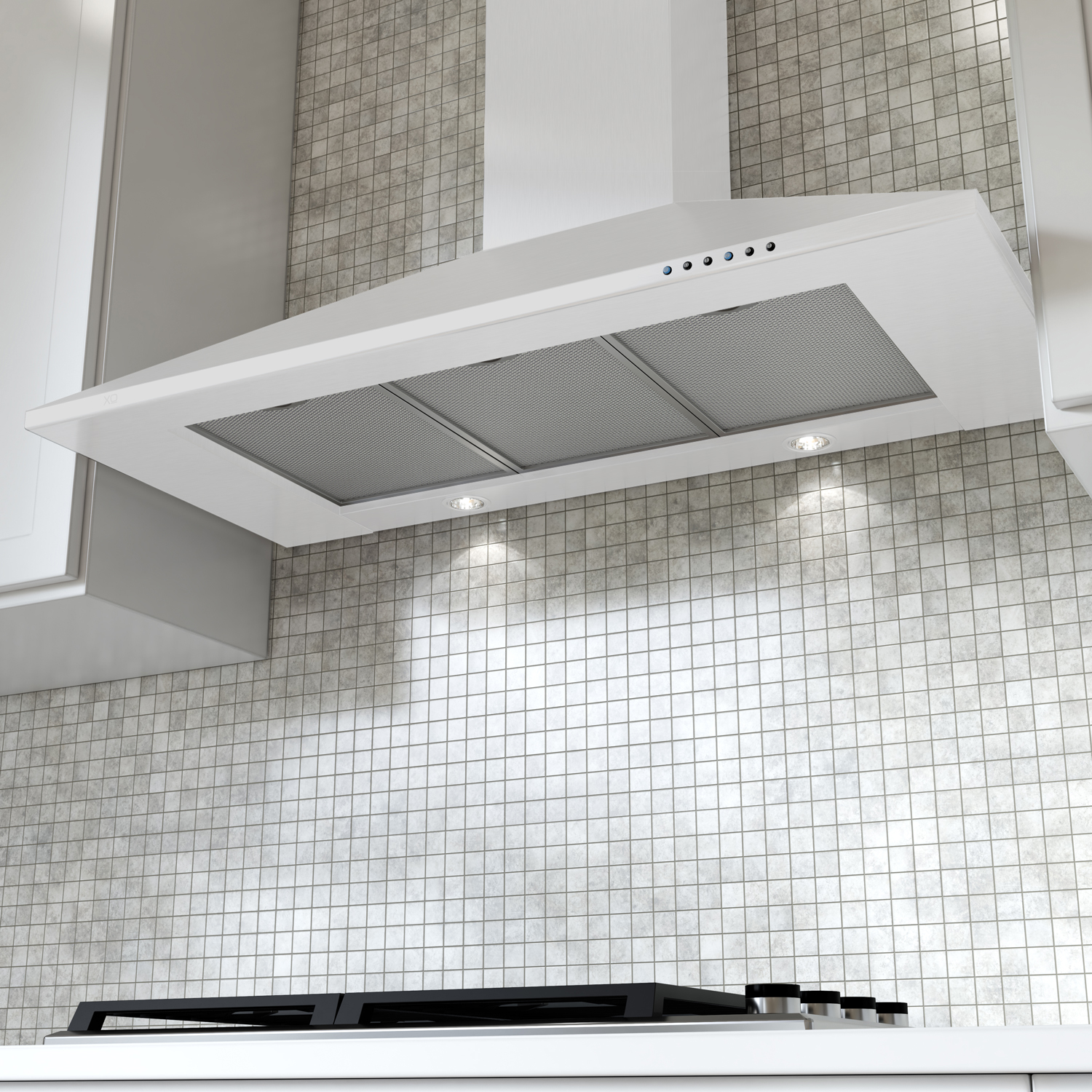 30" CCC 600/395 CFM Italian Made Wall Mount Chimney Range Hood WHITE view 5