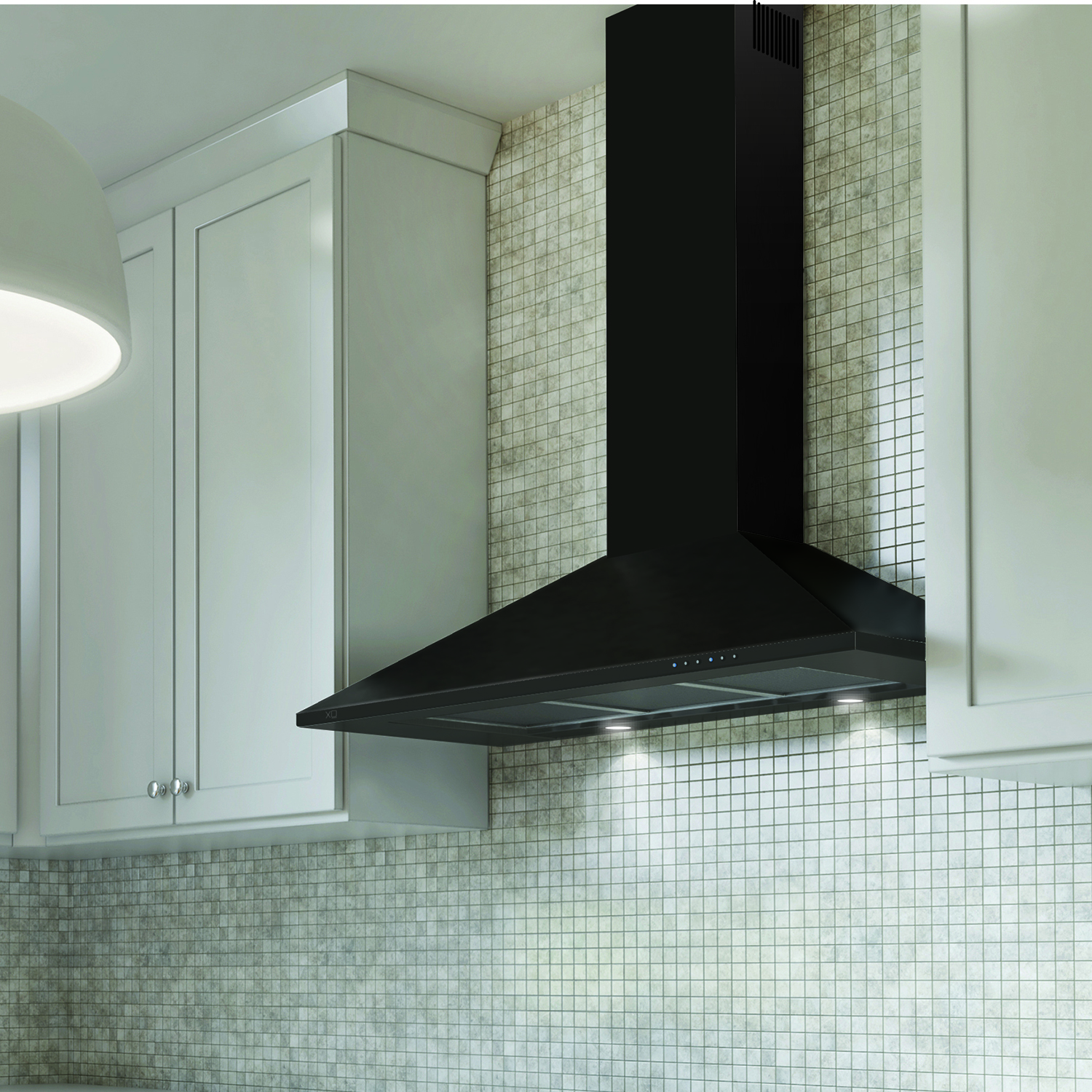 36" CCC 600/395 CFM Italian Made Wall Mount Chimney Range Hood BLACK view 3