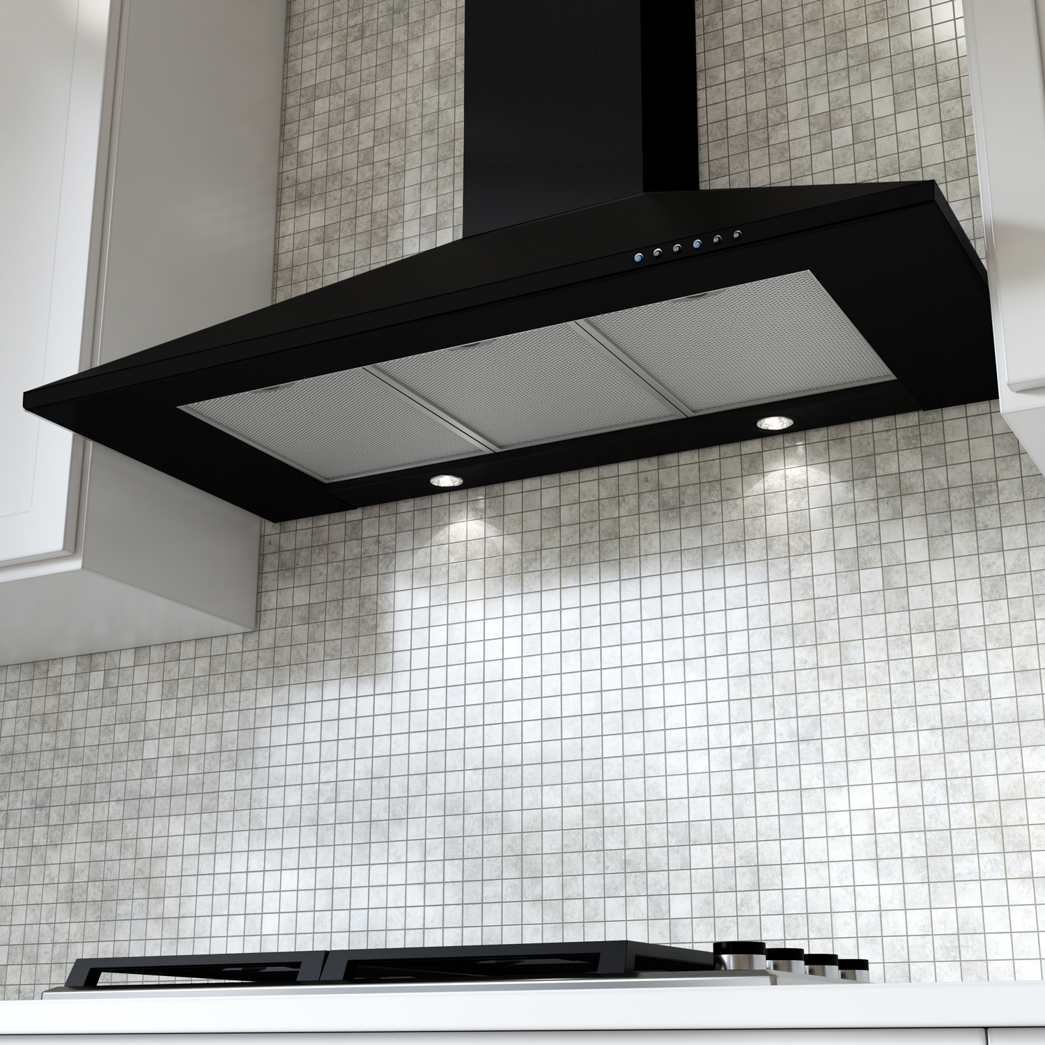 36" CCC 600/395 CFM Italian Made Wall Mount Chimney Range Hood BLACK view 5