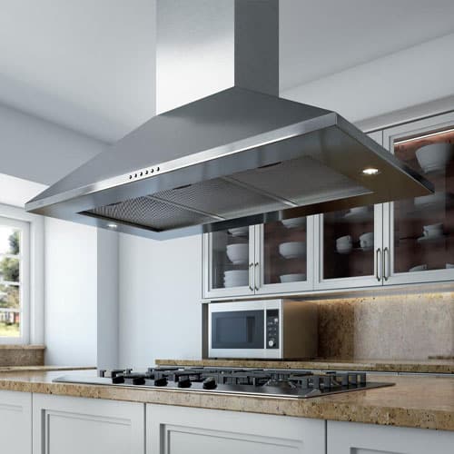 36" CCC 600/395 CFM Italian Made Island Range Hood Stainless view 3
