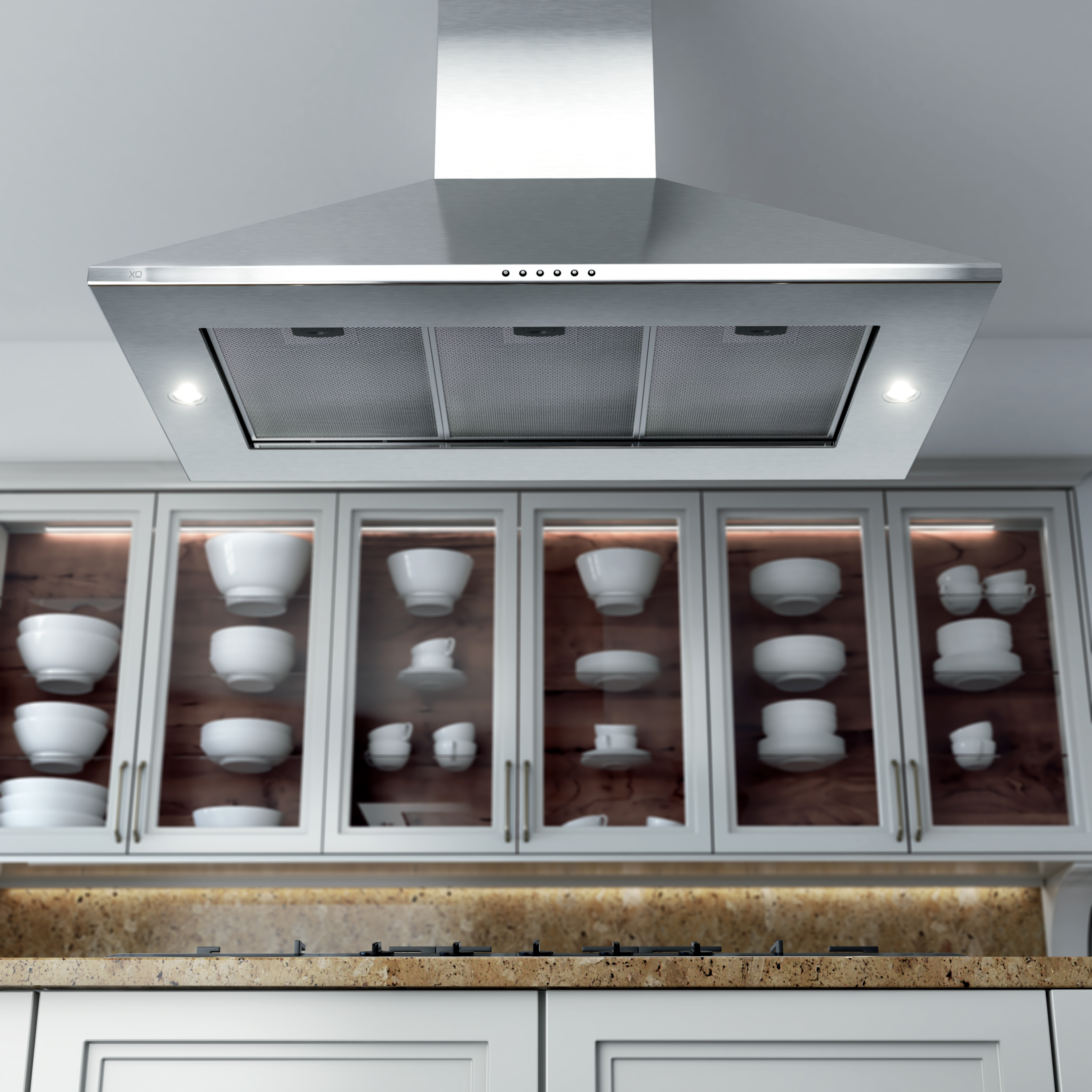 36" CCC 600/395 CFM Italian Made Island Range Hood Stainless view 5