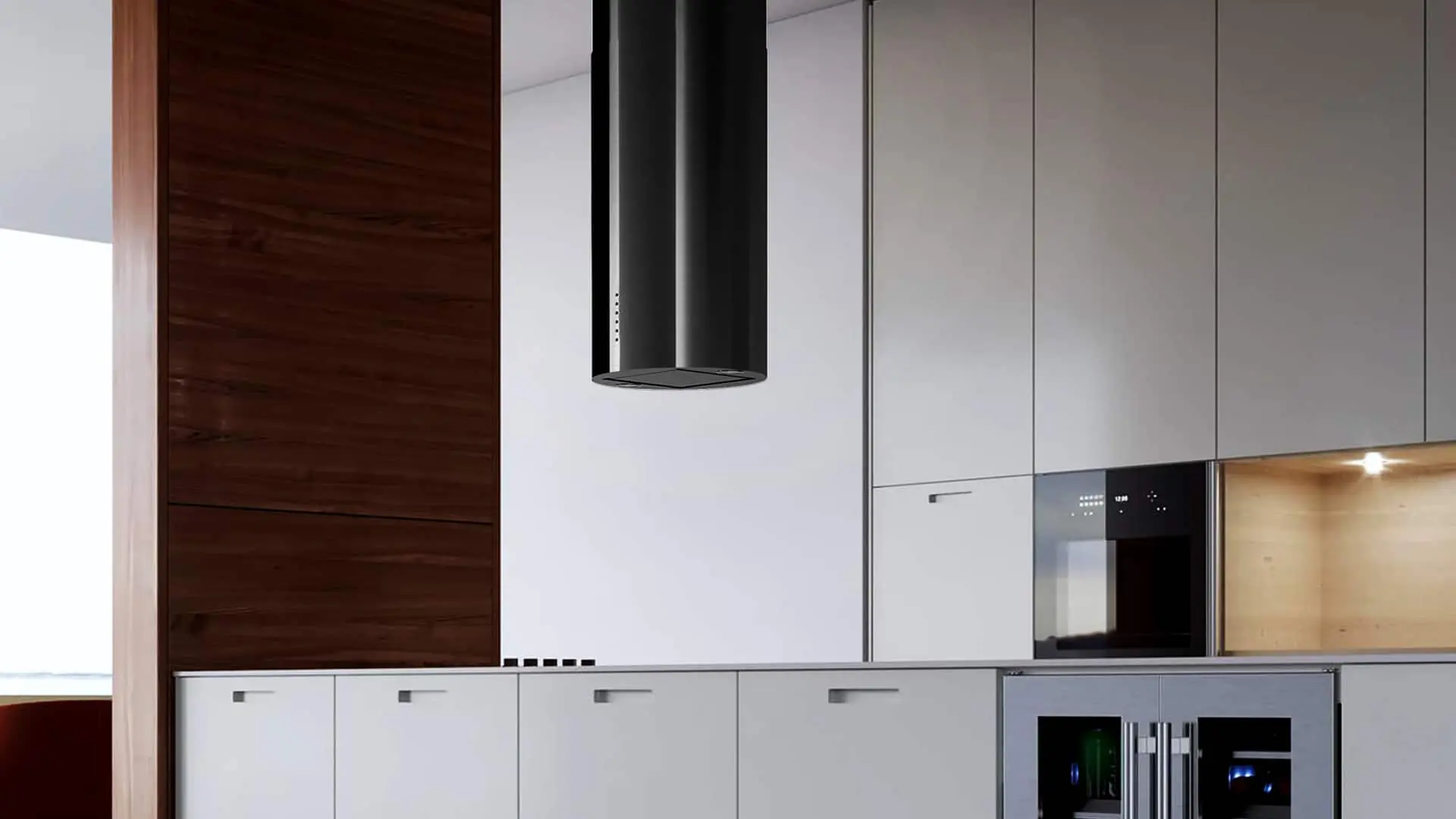 600/395 CFM Designer Cylinder Island Black view 2
