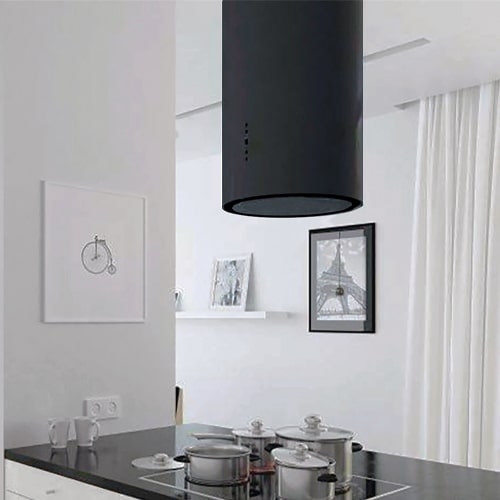 600/395 CFM Designer Cylinder Island Black view 5