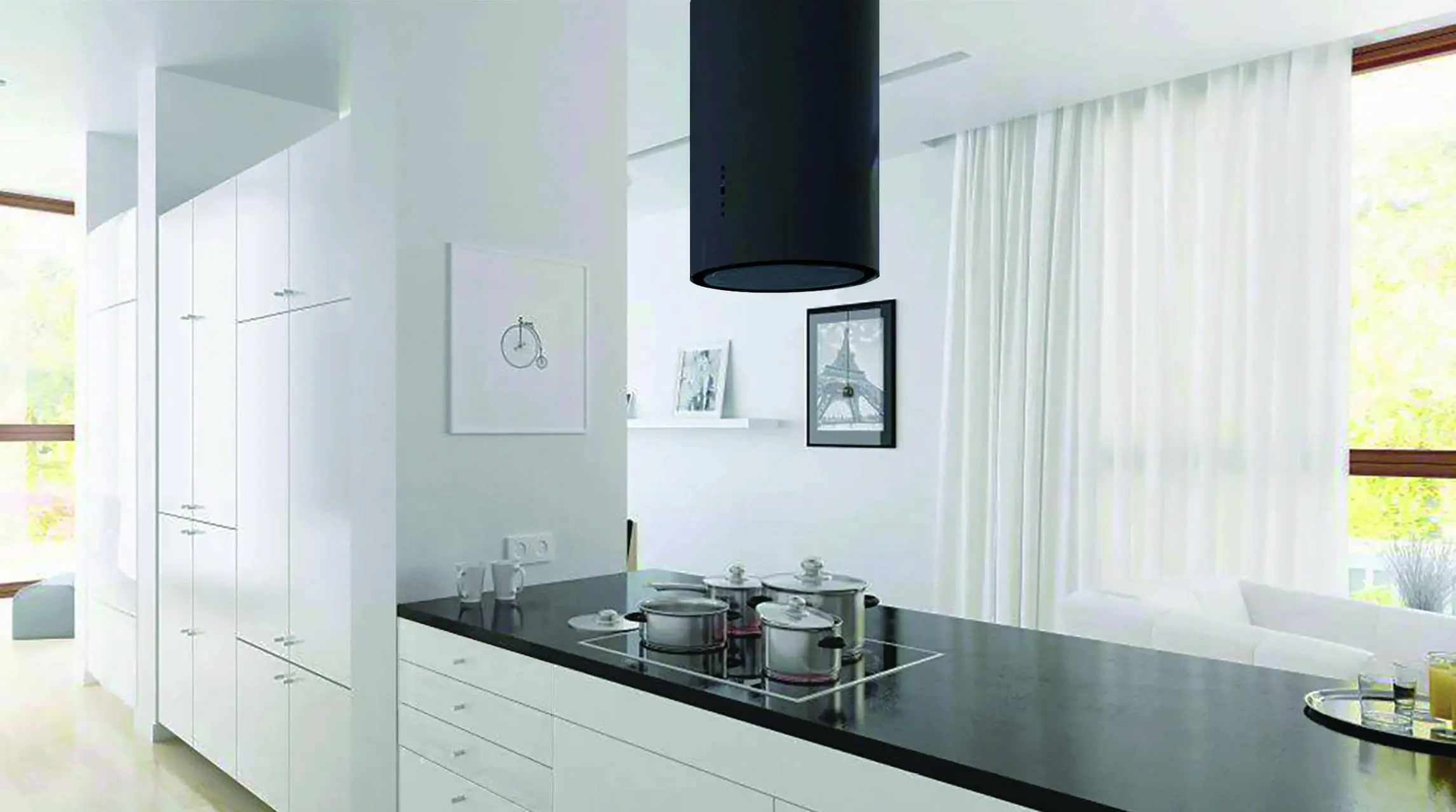 600/395 CFM Designer Cylinder Island Black view 6