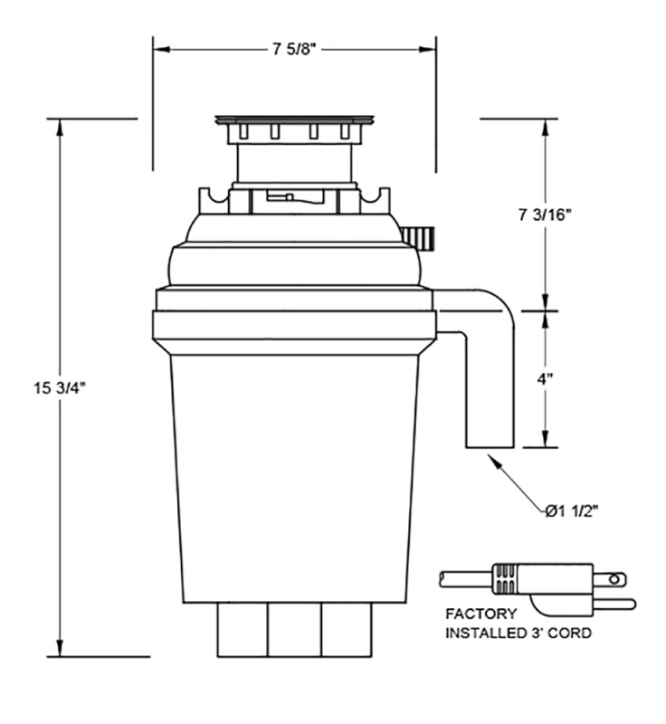 3/4 HP Waste Disposal with Twist Lock Mount view 3