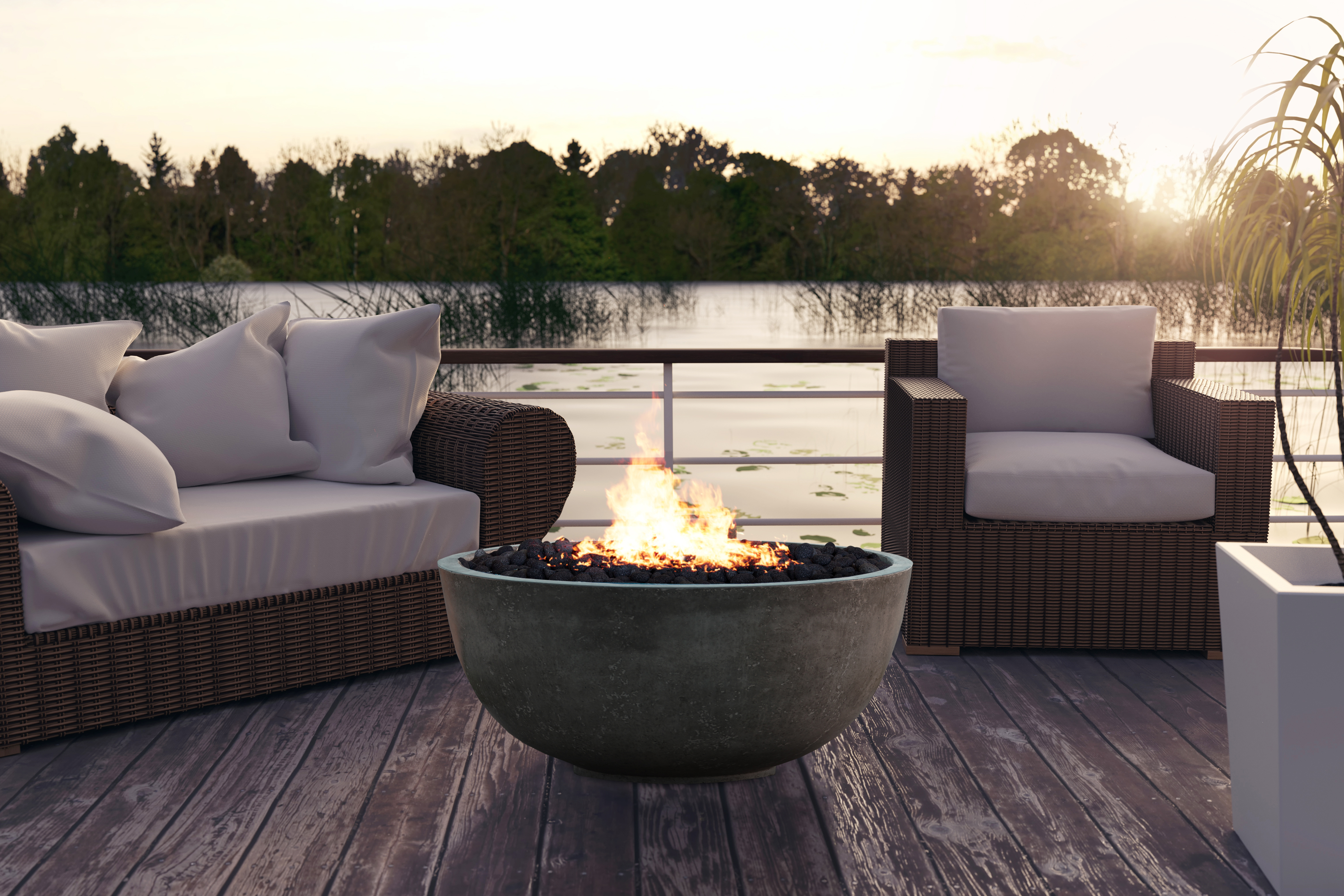 Fire bowl 39" Natural gas fired GFRC XOFBWL39GR