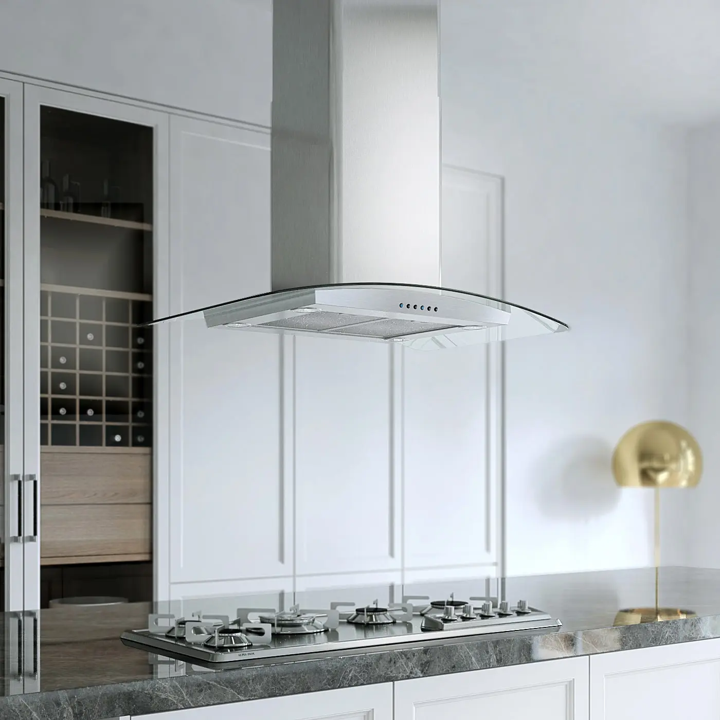 36" CCC 600/395 CFM Island Hood Stainless/Glass view 4