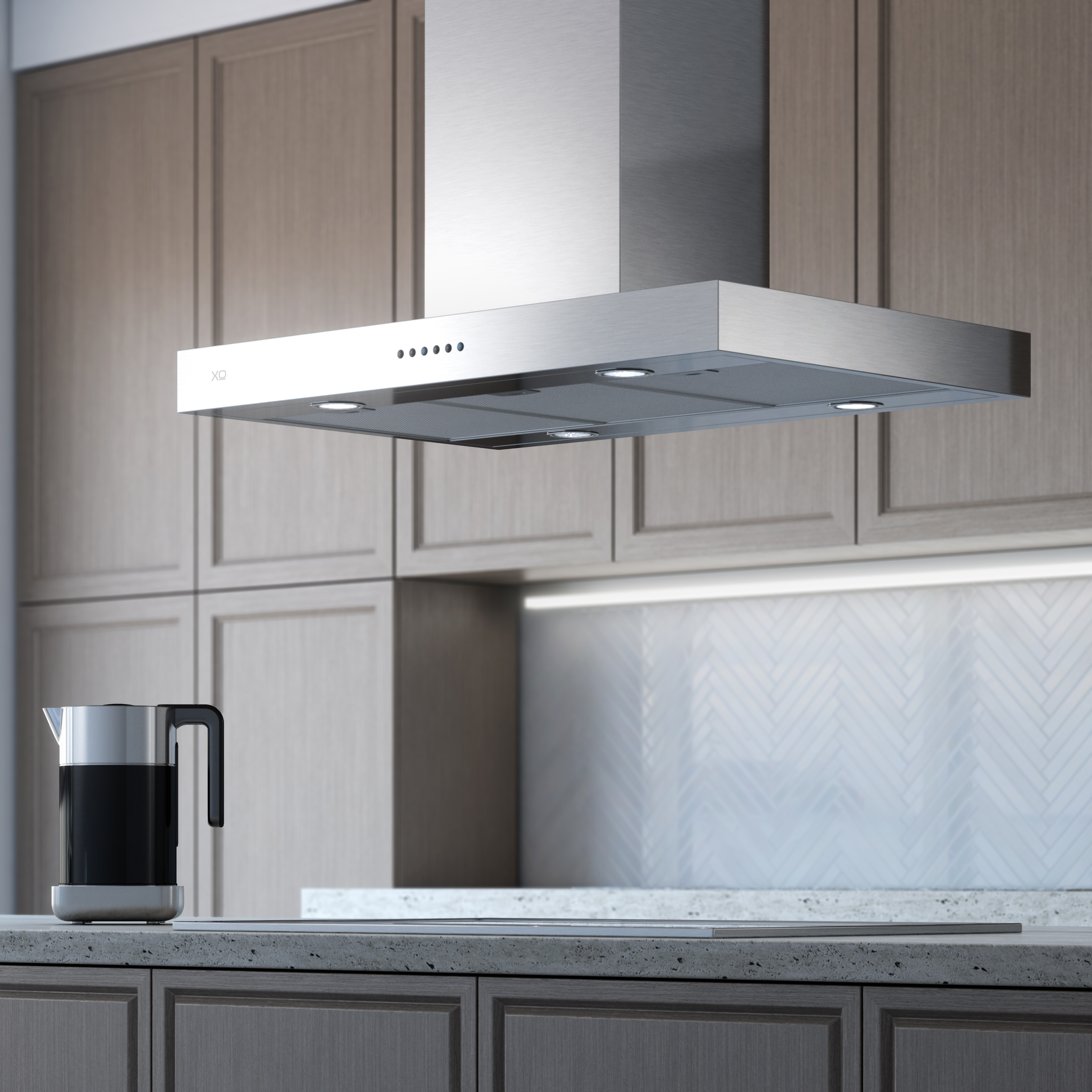 36" CCC 600/395 CFM Italian Made Island Range Hood Stainless view 3