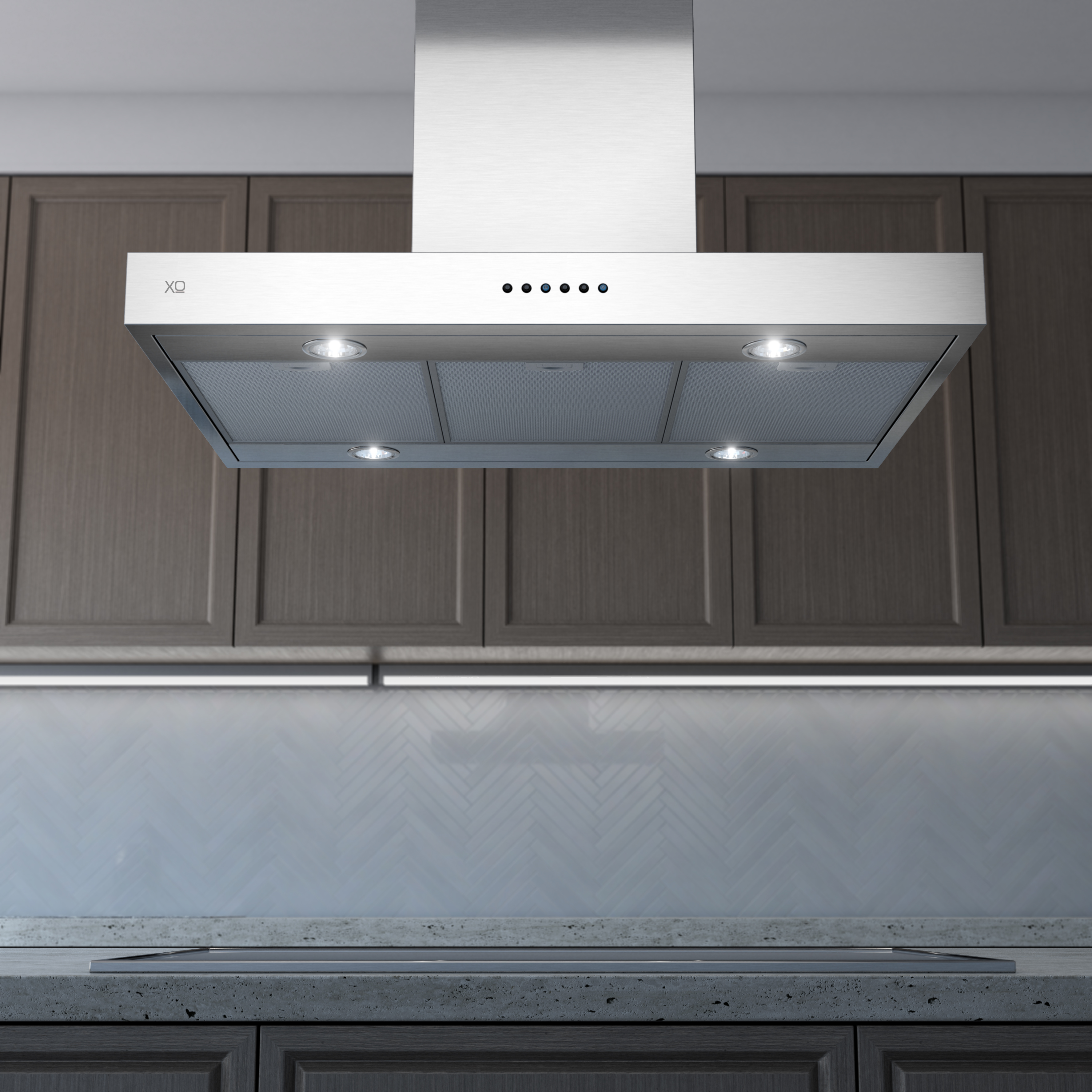 36" CCC 600/395 CFM Italian Made Island Range Hood Stainless view 4