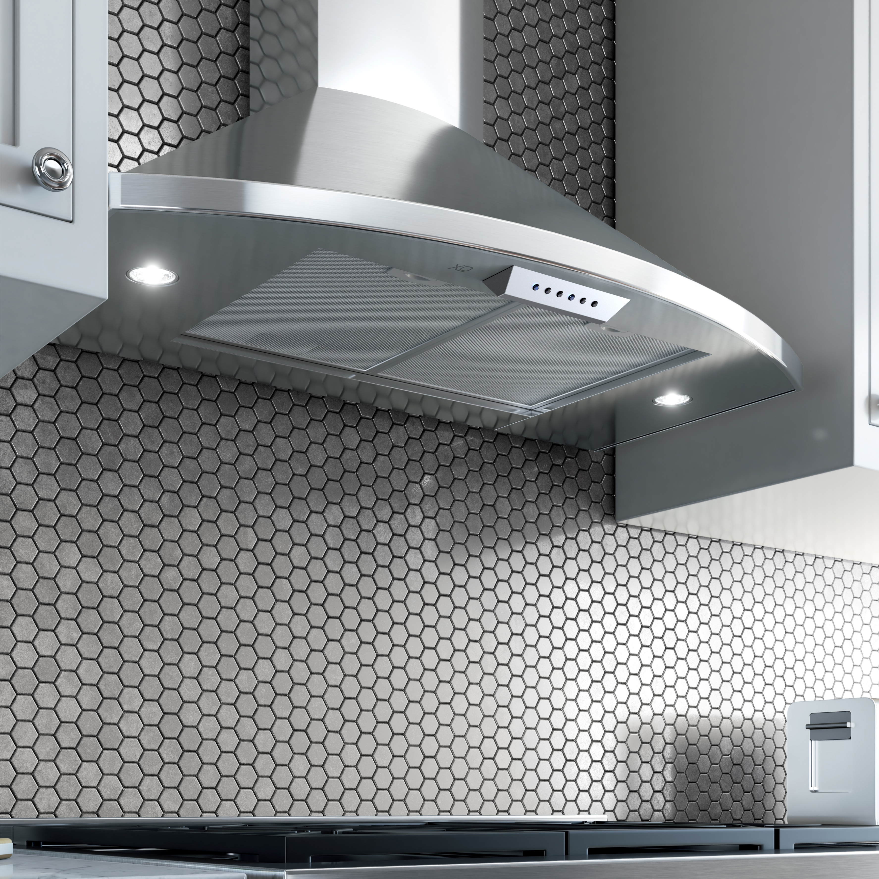 36" CCC 600/395 CFM Italian Made Wall Mount Chimney Range Hood Stainless view 2