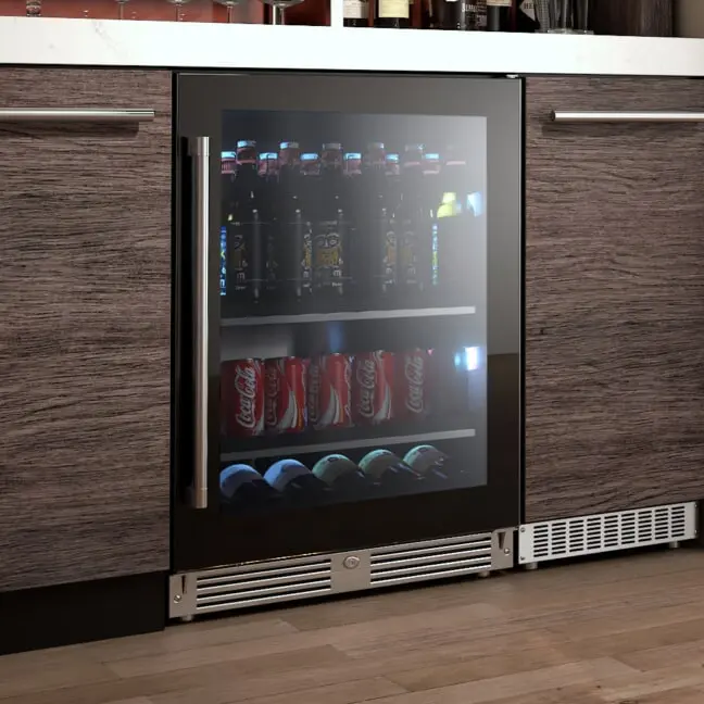Beverage Center, 24" Black Glass, Left Hinge view 2