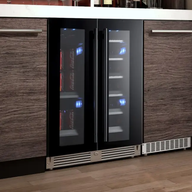 24" Beverage/Wine Double Door Black Glass view 2