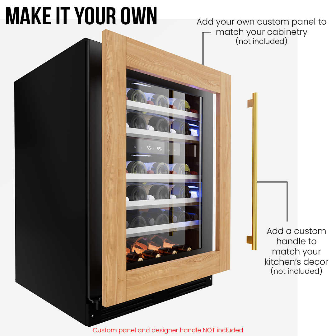 24" Wine Cooler, Dual Zone Panel Ready Glass, Left Hinge view 10