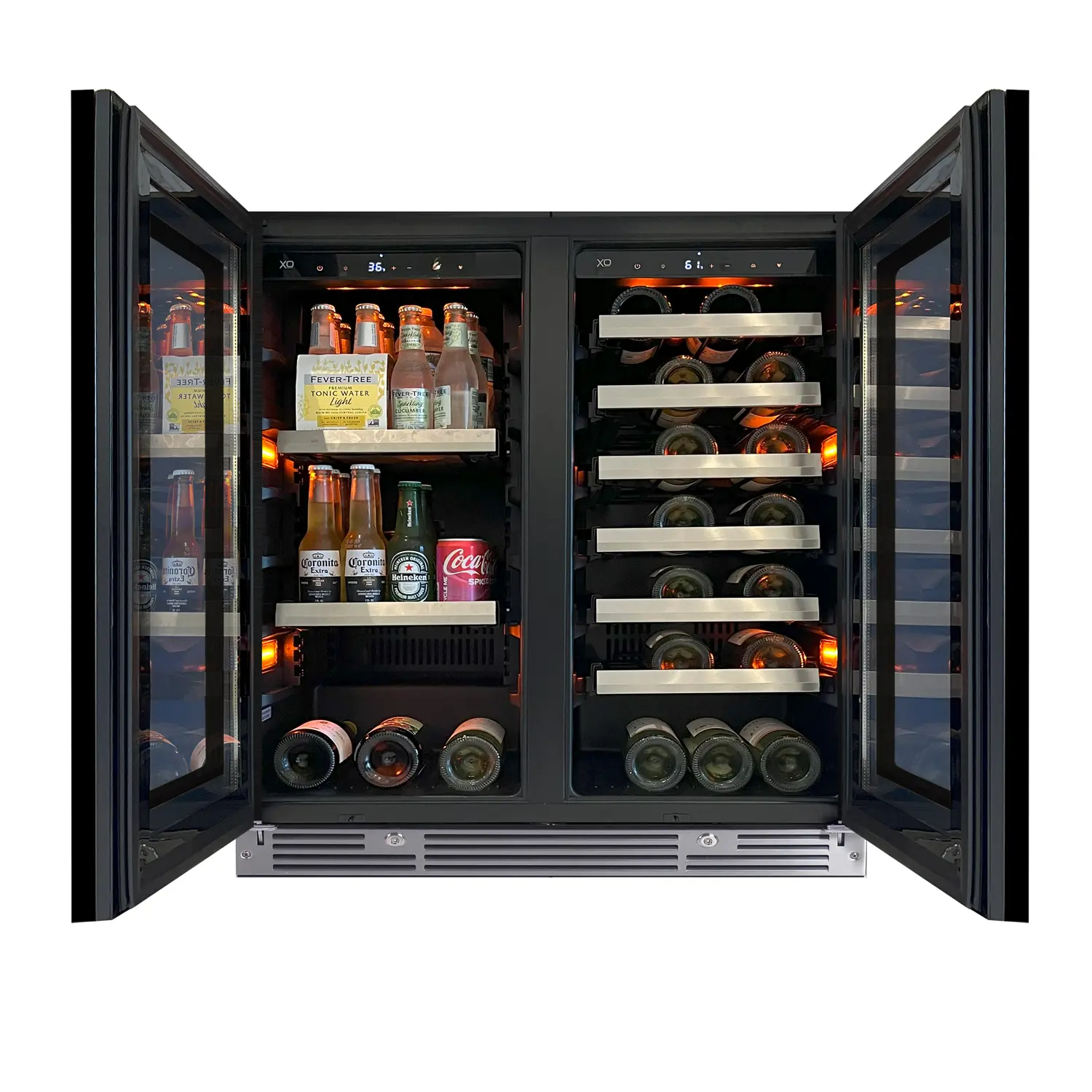 30" Beverage/Wine Double Door Panel Ready Glass view 2