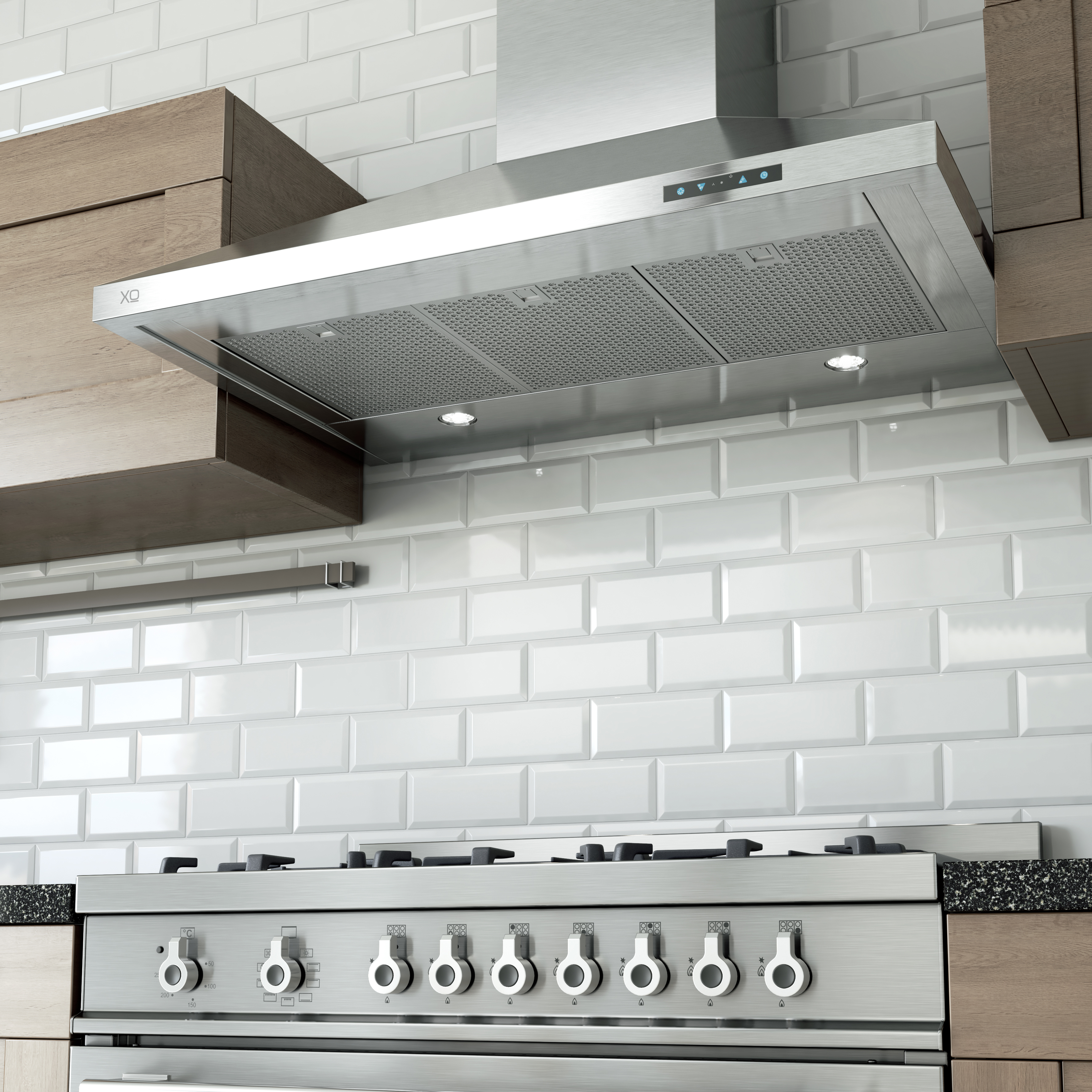 36" 1000 CFM Italian Made Wall Chimney Range Hood Stainless view 8