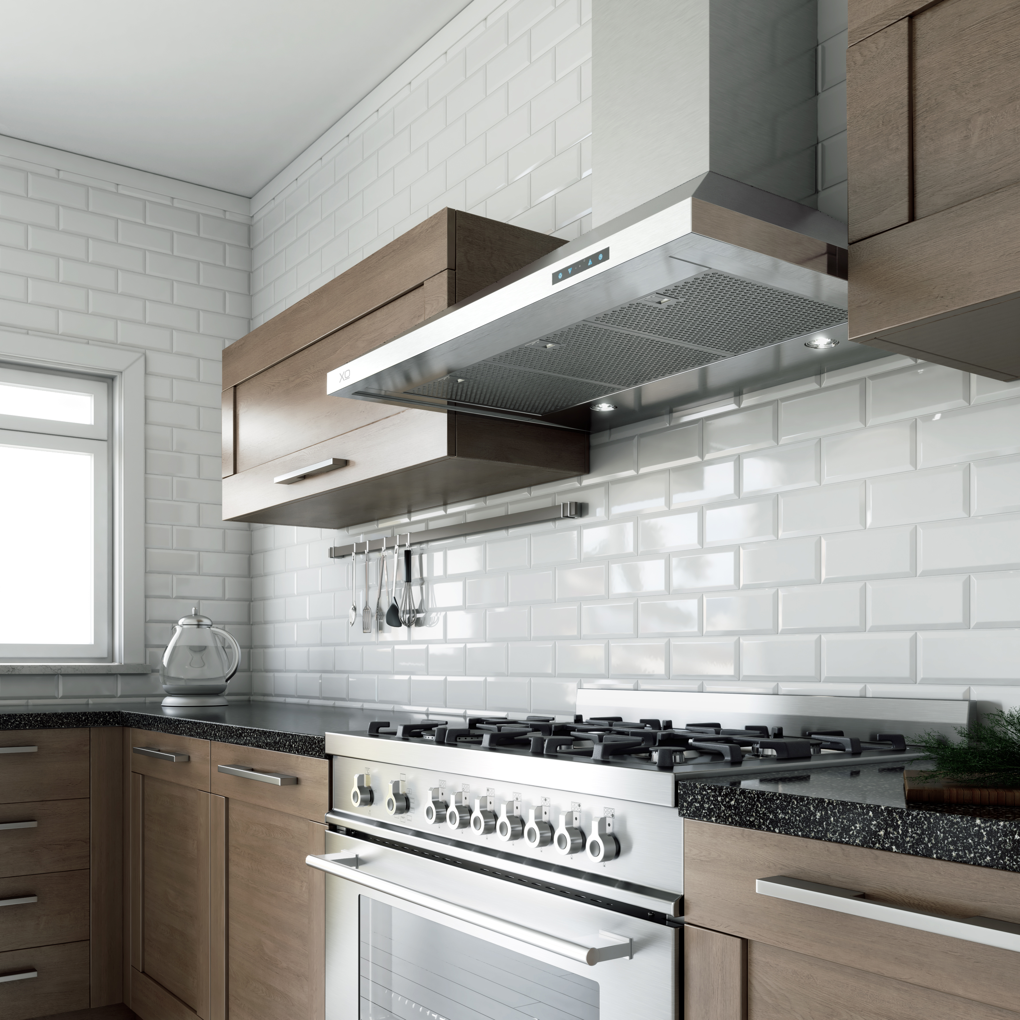 42" 600/395 CFM Italian Made Wall Chimney Range Hood Stainless view 7