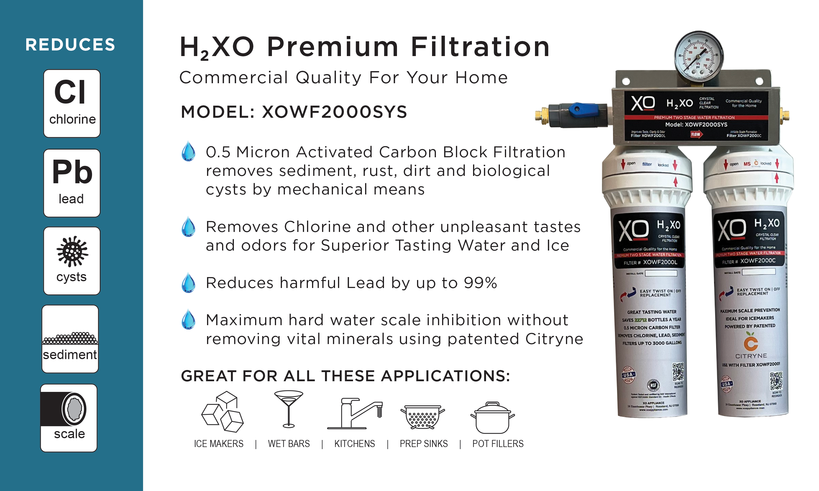 In-Line Drinking Water Filtration System XOWF2000SYS