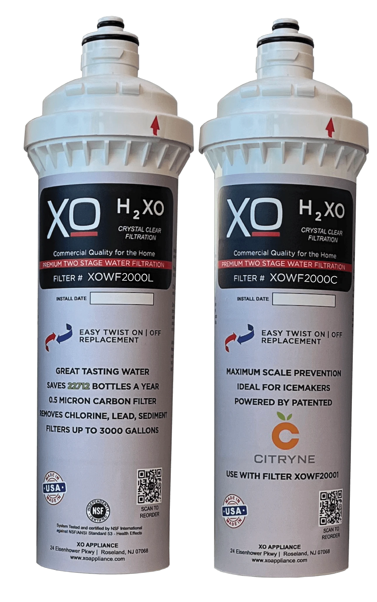 In-Line Drinking Water Filtration System Replacement Cartridges XOWF2002