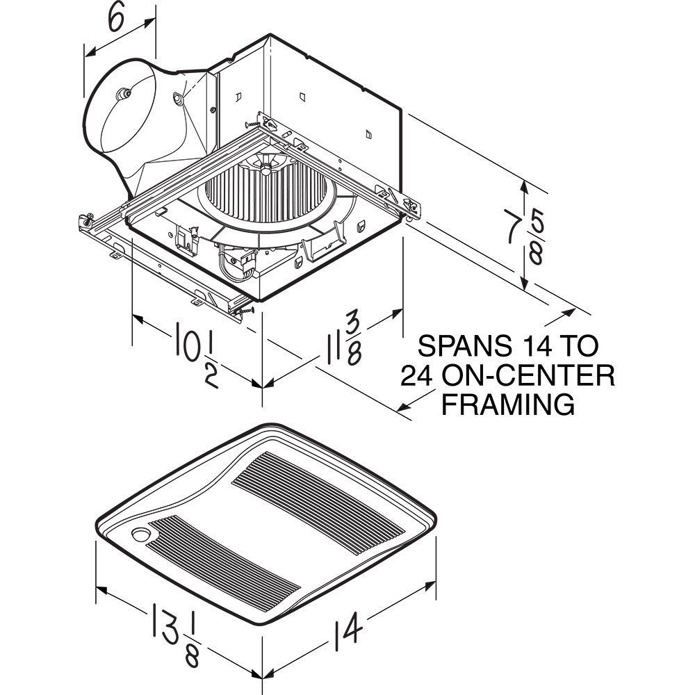 ULTRA GREEN ZB Series 110 CFM Multi-Speed Ceiling Bathroom Exhaust Fan with Motion Sensing ZB110M, product image 4 of 4