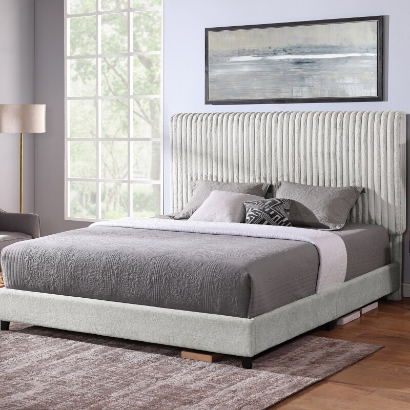 Bridger Upholstered Panel Bed Stone ZBRD7003KG