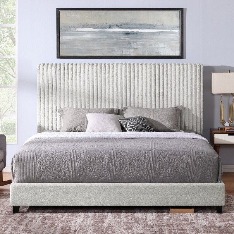 Bridger Upholstered Panel Bed Stone ZBRD7003QN