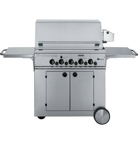 GE 36" Outdoor Cooking Center with 3 Grill Burners, Rotisserie, Smoker and Rack ZGG36L31CSS