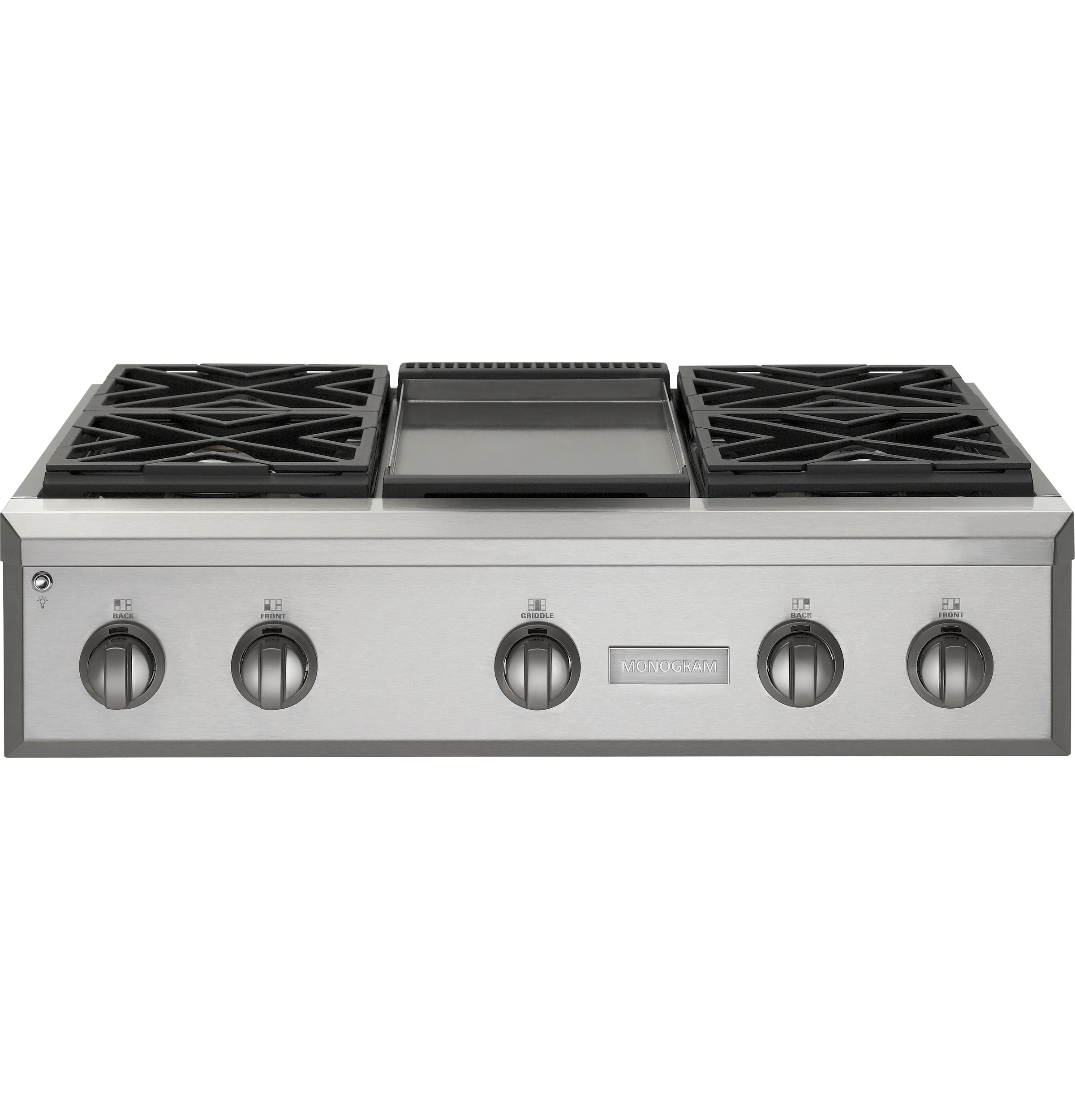 GE 36" Professional Gas Rangetop with 4 Burners and Griddle (Liquid Propane) ZGU364LDPSS