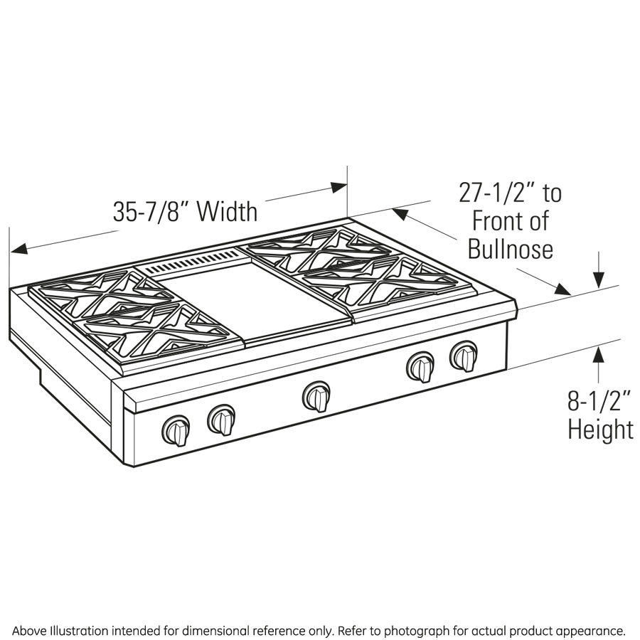 Monogram 36" Professional Gas Rangetop with 4 Burners and Griddle (Natural Gas) view 14