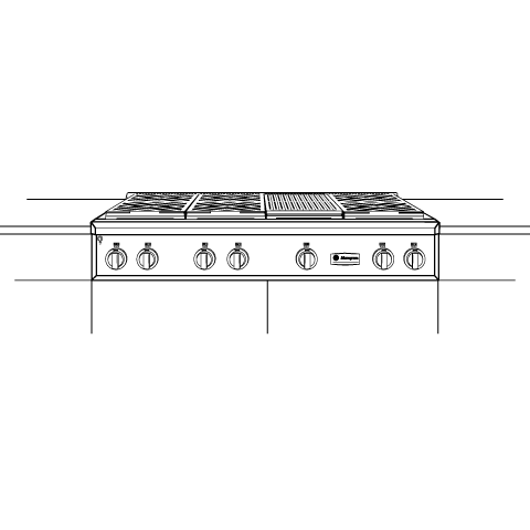 GE Monogram® 48" Professional Gas Rangetop with 6 Burners and Grill (Liquid Propane) ZGU486LRPSS, product image 7 of 8