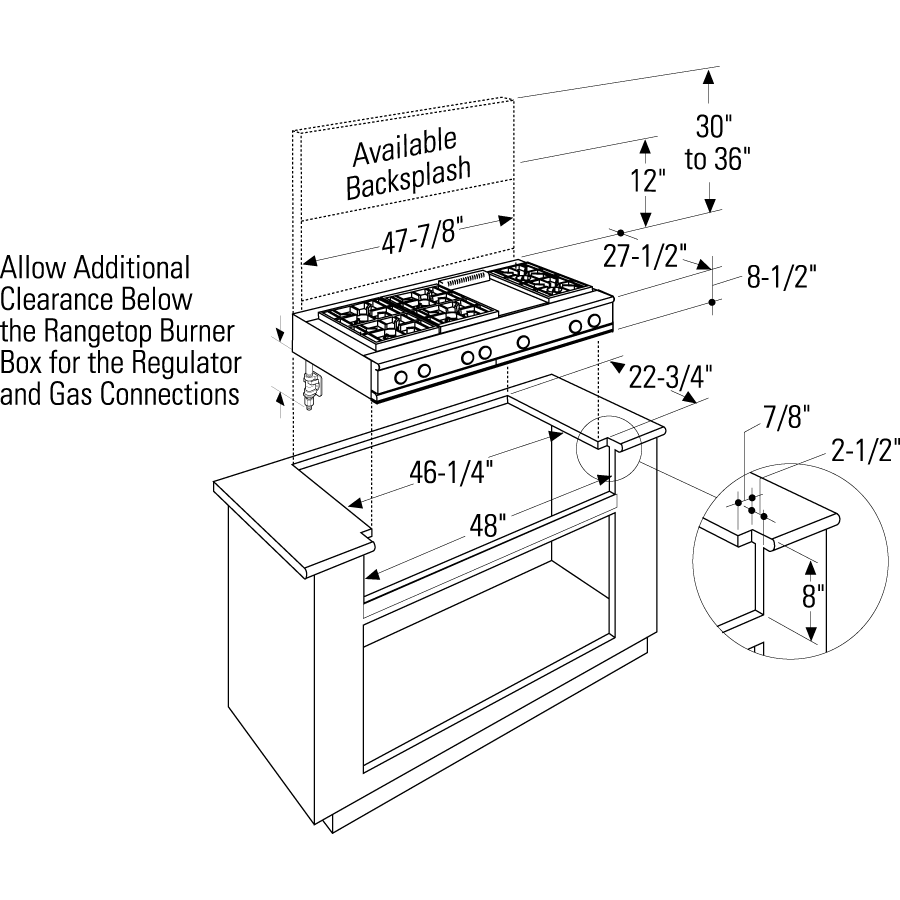 GE Monogram® 48" Professional Gas Rangetop with 6 Burners and Grill (Liquid Propane) ZGU486LRPSS, product image 8 of 8