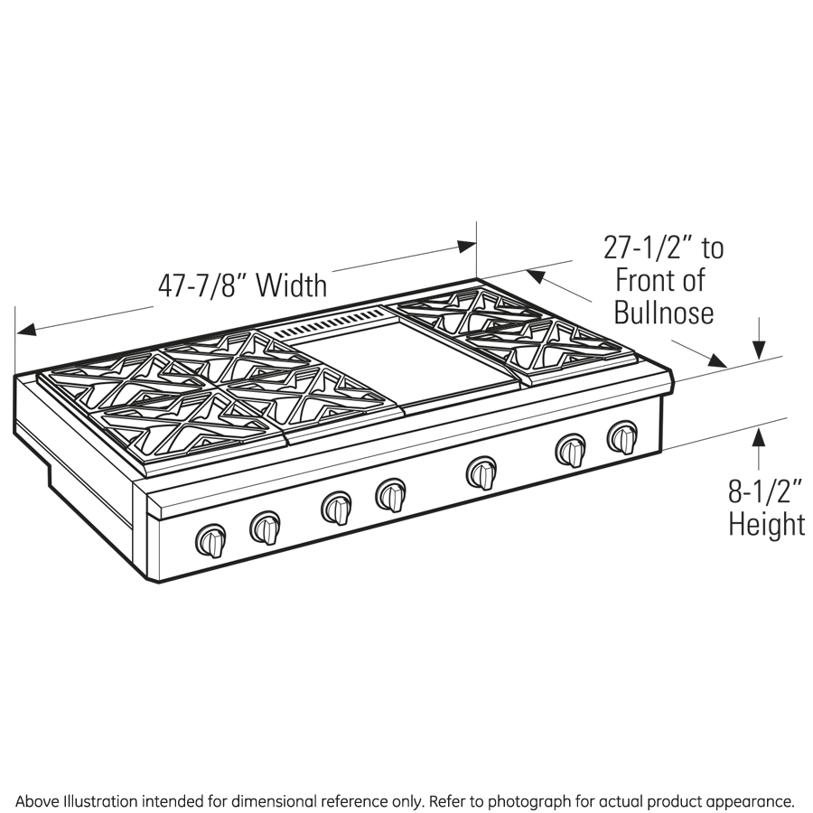 Monogram 48" Professional Gas Rangetop with 6 Burners and Griddle (Natural Gas) ZGU486NDPSS, product image 12 of 12