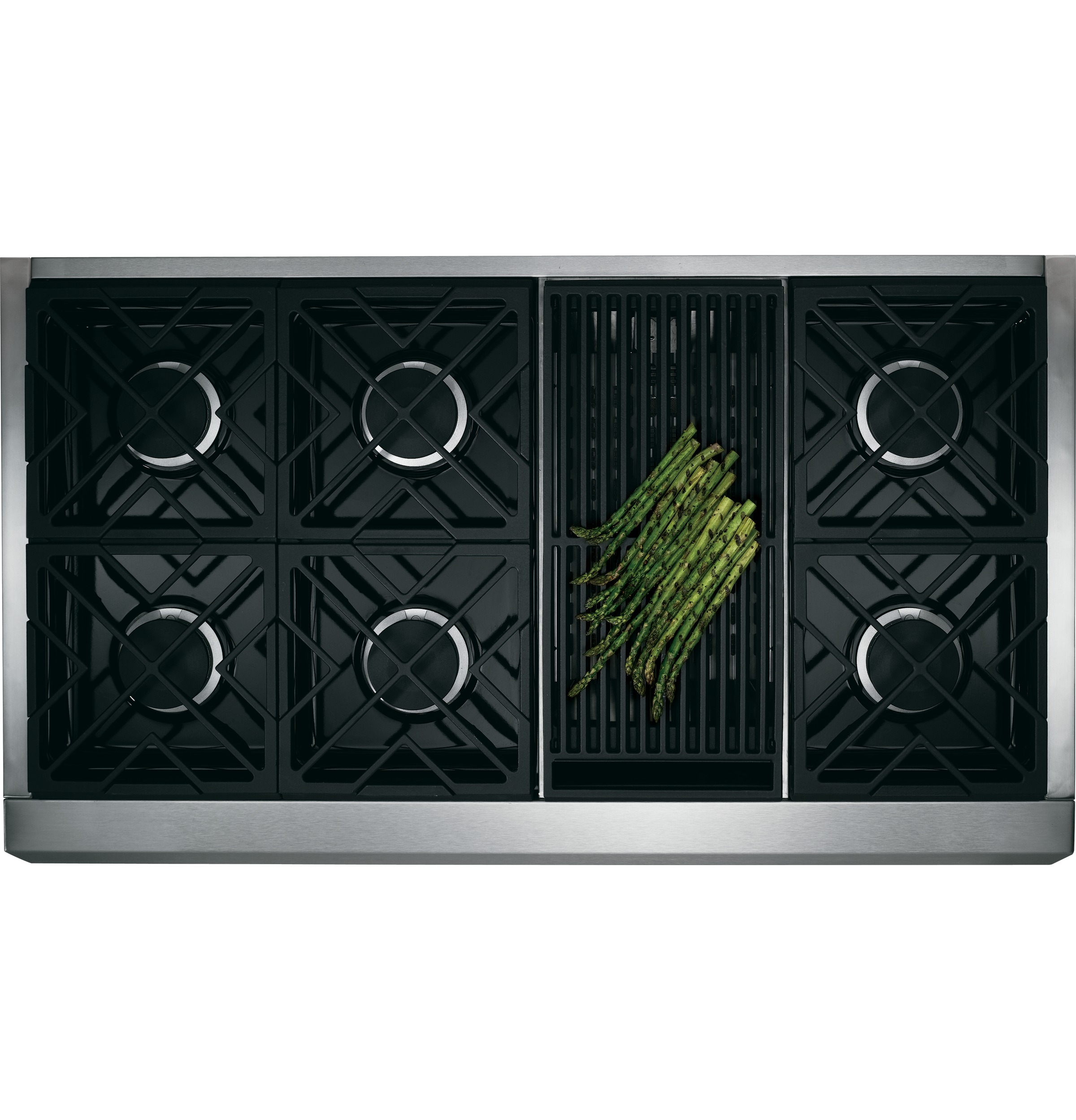 Monogram® 48" Professional Gas Rangetop with 6 Burners and Grill (Natural Gas) ZGU486NRPSS, product image 2 of 10