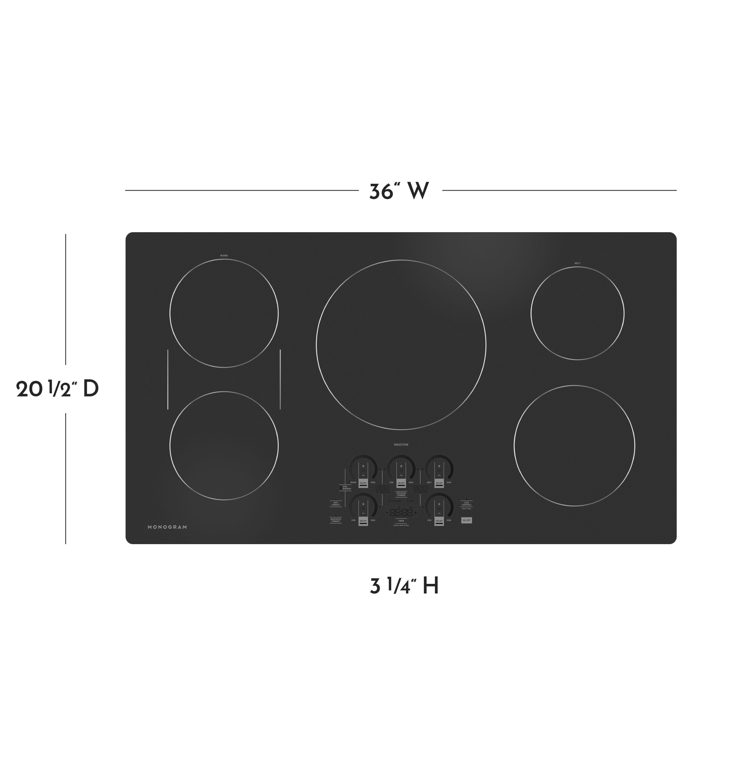 Monogram ENERGY STARĀ® 36" Induction Cooktop ZHU36RDTBB