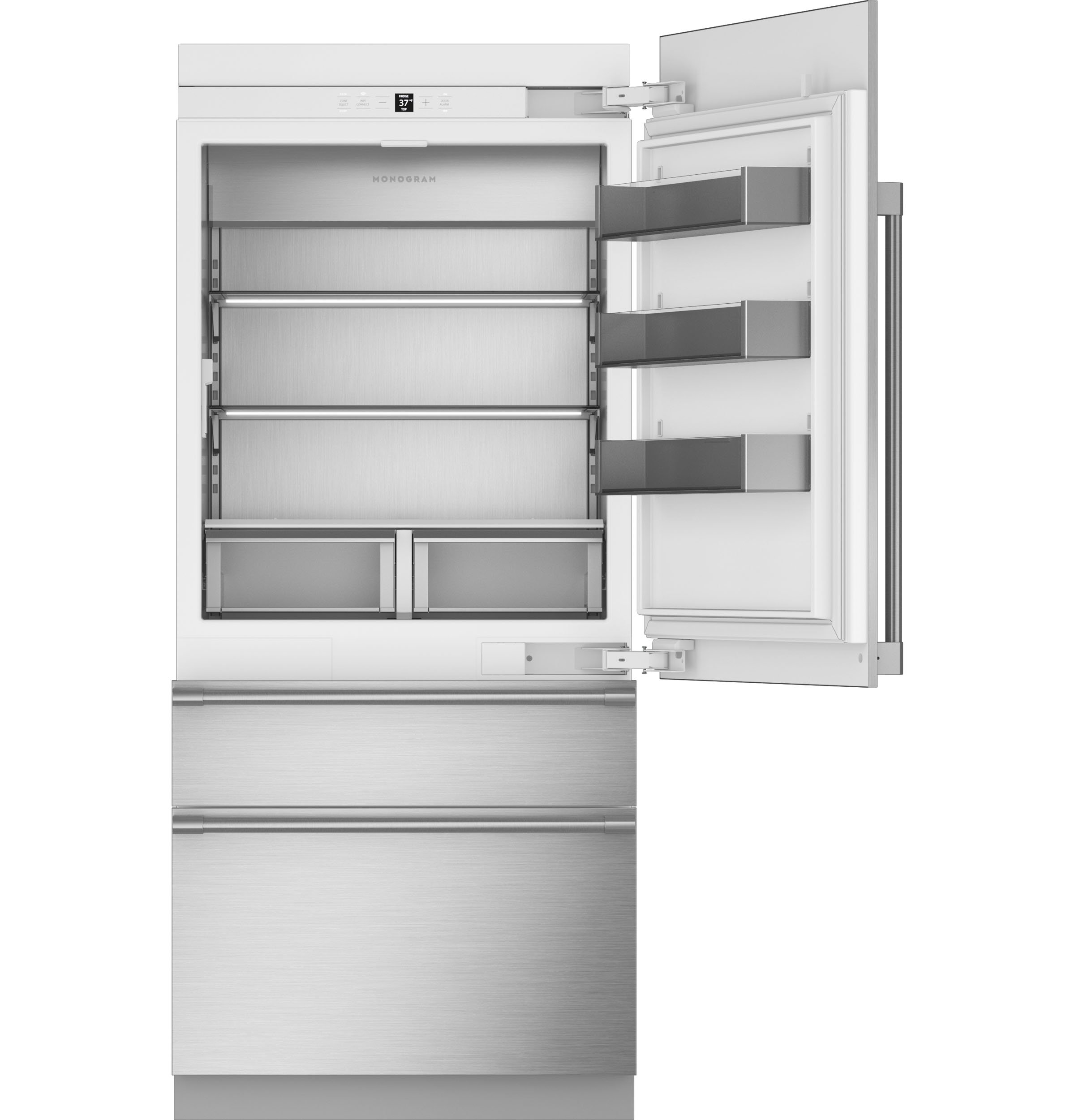 Monogram 36" Panel-Ready Premium Integrated Bottom-Freezer Refrigerator - Right Hinge ZIC363IPVRH