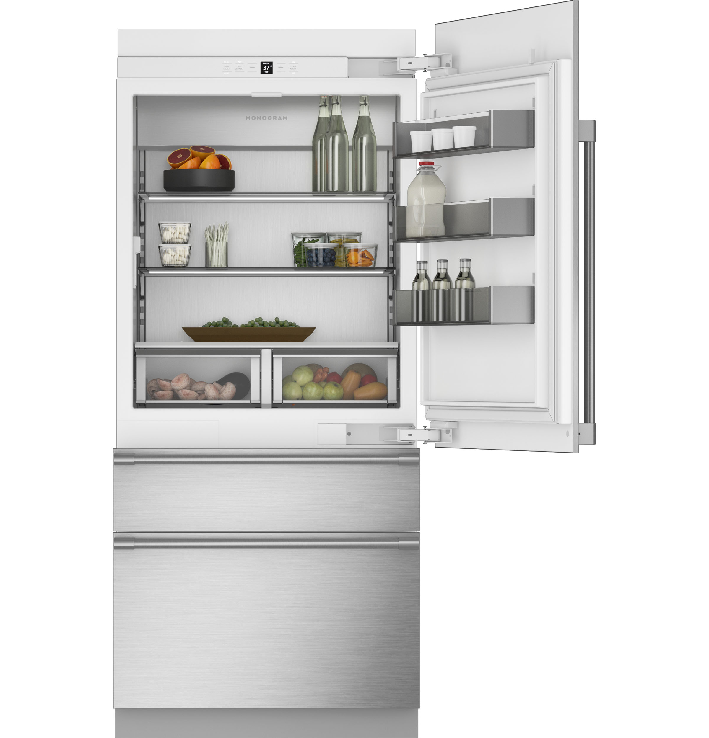 Monogram 36" Panel-Ready Premium Integrated Bottom-Freezer Refrigerator - Right Hinge ZIC363IPVRH