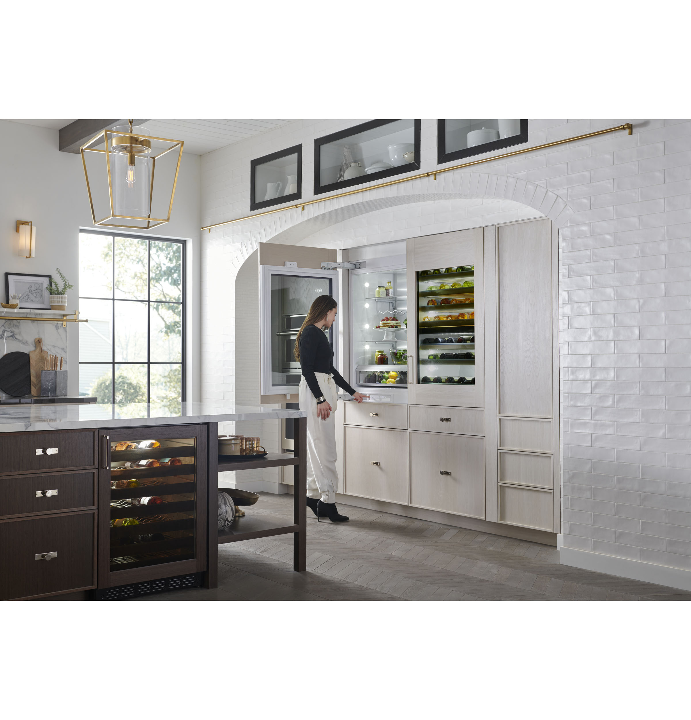 Monogram 30" Panel-Ready Integrated Glass-Door Refrigerator for Single or Dual Installation ZIK303NPPII